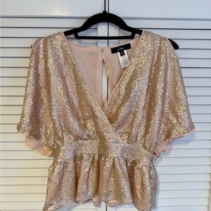 Lulu's Glittering Sequin Blouse - Rose Gold